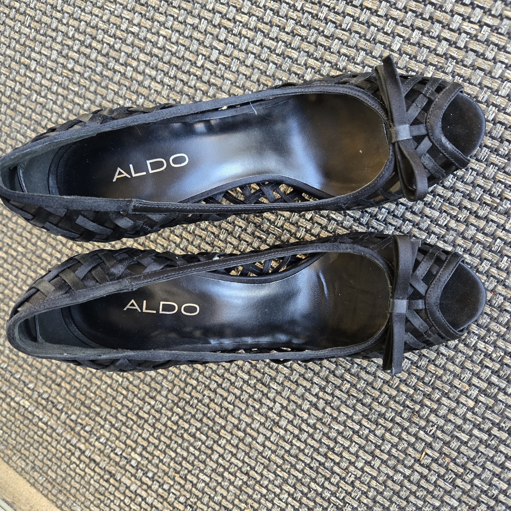 Aldo Black Heels with Feminine Bow Detail